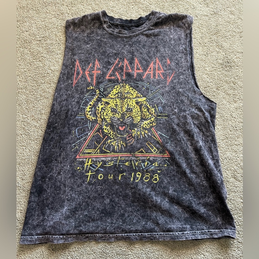 Def Leppard Black Mineral-Wash Graphic Tank Top - Men